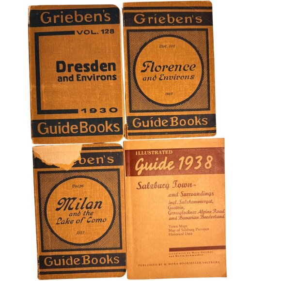 Griebens Dresden Environs Milan Lake Come Florence Salzburg Guide Book 1920s Lot - Picture 1 of 16